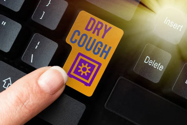 Handwriting text Dry Cough. Business approach cough that are not accompanied by phlegm production or mucus Typing New Edition Of Informational Ebook, Creating Fresh Website Content — Stock Photo, Image