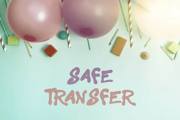 Conceptual caption Safe Transfer. Concept meaning Wire Transfers electronically Not paper based Transaction Colorful Birthday Party Designs Bright Celebration Planning Ideas