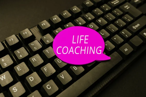 Text sign showing Life Coaching. Business idea Improve Lives by Challenges Encourages us in our Careers Filling Up Online Registration Forms, Gathering And Editing Internet Data