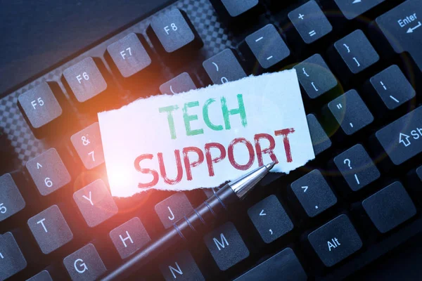 Légende conceptuelle Tech Support. Aperçu de l'entreprise Aider les personnes ayant des problèmes techniques Créer des journaux en ligne, taper de nouveaux articles, faire les gros titres — Photo