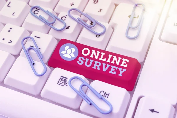 Online Survey 'e ilham veren bir metin. Yeniden Değerlendirme Anketi Memnuniyeti Oranı İfade Verme Yeni Sosyal Medya İçeriği, Özet Oluşturma Çevrimiçi Günlük Sayfası — Stok fotoğraf