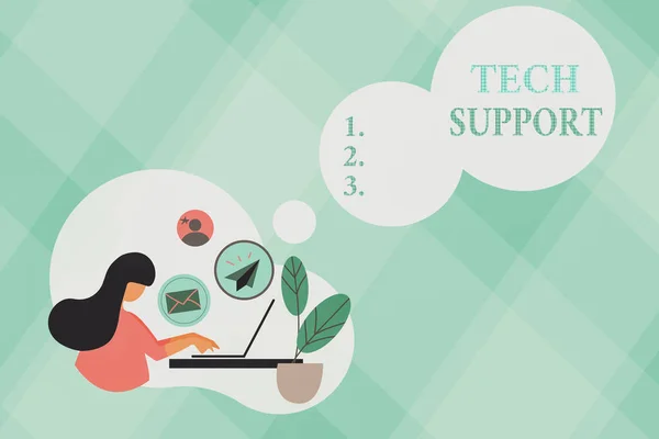 Text showing inspiration Tech Support. Business showcase Assisting individuals who are having technical problems Abstract Internet Browsing And Sending Emails, Remote Online Work Concept — Stock Photo, Image