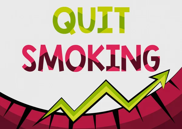 Text caption presenting Quit Smoking. Word Written on Discontinuing or stopping the use of tobacco addiction Abstract Graph Presenting Progress, Moving Forward And Improving Concept — Stock Photo, Image