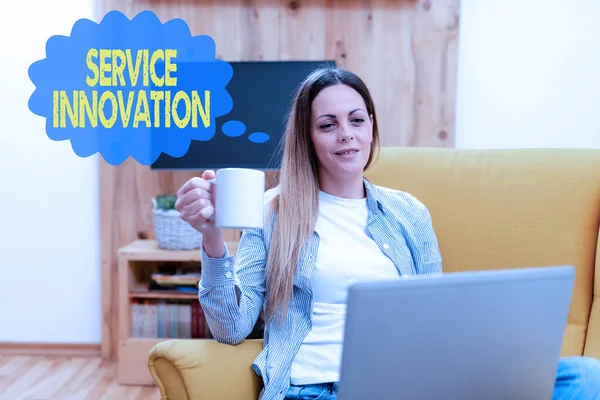 Sign displaying Service Innovation. Word for changing the way you serve better your customers Abstract Giving Business Advice Online, Spreading Internet Presence — Stockfoto