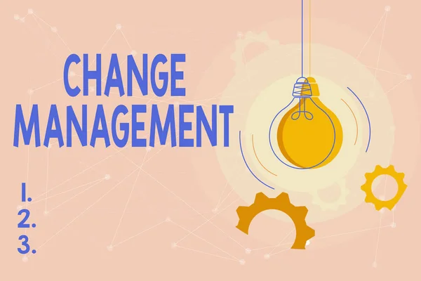 Conceptual caption Change Management. Business concept systematic approach to dealing with the transition Critical And Logical Thinking Concept, Abstract Bright Ideas And Designs — Zdjęcie stockowe