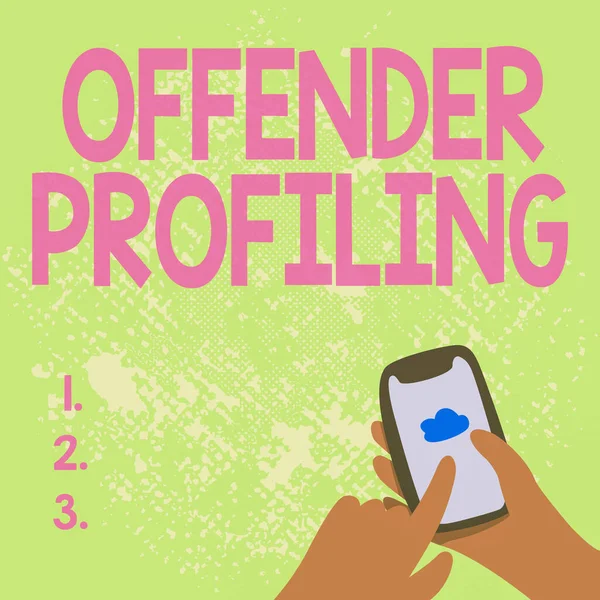 Text sign showing Offender Profiling. Business approach Develop profiles for offenders who not yet apprehended Abstract Spreading Message Online, Global Connectivity Concepts — Photo