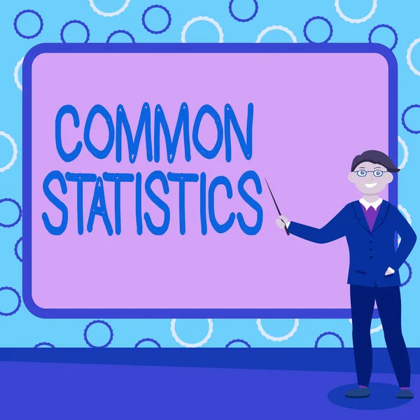 Writing displaying text Common Statistics. Word for used to calculate values related to statistical concepts Abstract Professor Giving Lectures, Explaining And Reporting Concept — Zdjęcie stockowe