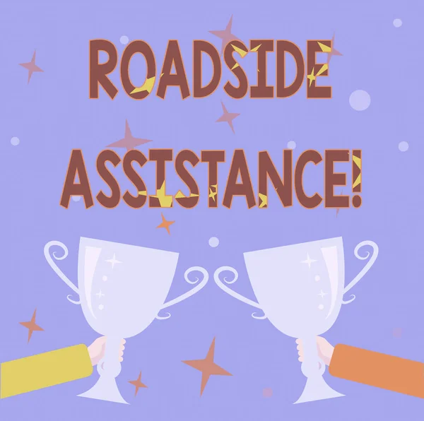 Sign displaying Roadside Assistance. Internet Concept helps drivers when their vehicle breaks down on the road Abstract Victory Reward Ceremony, Celebrating New Winner Concept — Fotografia de Stock