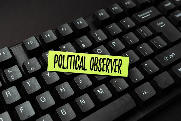 Writing displaying text Political Observer. Business concept communications person who surveys the political arena Online Browsing And Exploring, Creating Blog Content, Sending New Messages — Stock Fotó