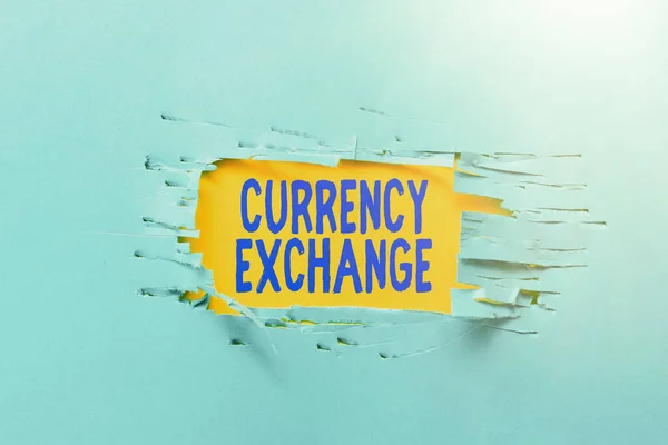 Inspiration showing sign Currency Exchange. Business concept rate at which one currency will be exchanged for another Brainstorming New Ideas And Inspiration For Solutions Breakthrough Problems — Stock Fotó
