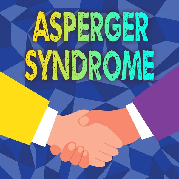 Conceptual caption Asperger Syndrome. Business approach characterized as a distinct autism spectrum disorder Abstract People Accepting Deals, Image Displaying Negotiations Agreement — Zdjęcie stockowe