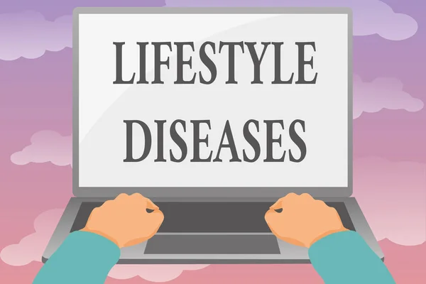 Sign displaying Lifestyle Diseases. Concept meaning the disease associated with the way a person lives Editing And Formatting Online Articles, Typing Creative Reading Contents — Stock Fotó