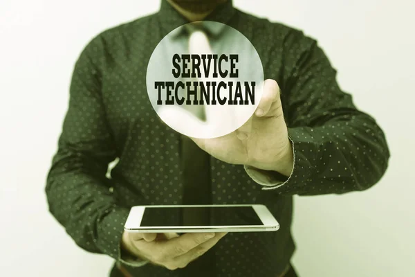 Conceptual display Service Technician. Word for Managing all on site installation and repair task Presenting New Technology Ideas Discussing Technological Improvement — Stockfoto