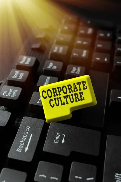 Text sign showing Corporate Culture. Conceptual photo beliefs and attitudes that characterize a company Typewriting End User License Agreement, Typing New Network Password
