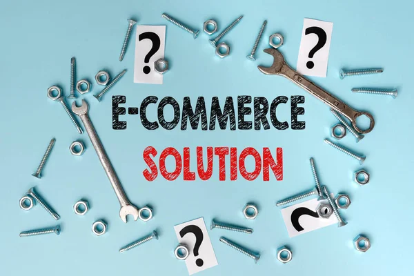 Conceptual display E Commerce Solution. Business approach Software used by business in selling products online New Ideas Brainstoming For Maintenance Planning Repairing Solutions