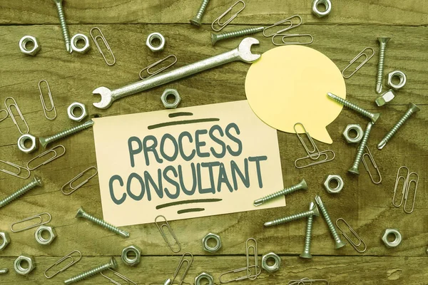 Conceptual display Process Consultant. Business showcase someone researching and analyzing the processes New Ideas Brainstoming Maintenance Planning Creative Thinking Paper Clip — Stock Photo, Image