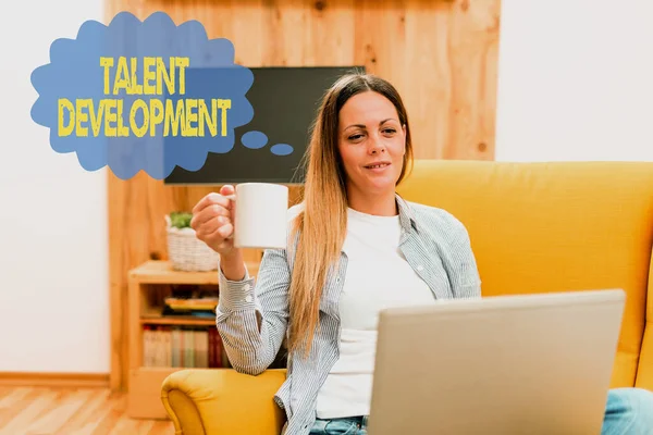 Text caption presenting Talent Development. Concept meaning anticipation of required human capital for organization Abstract Giving Business Advice Online, Spreading Internet Presence — Stok fotoğraf