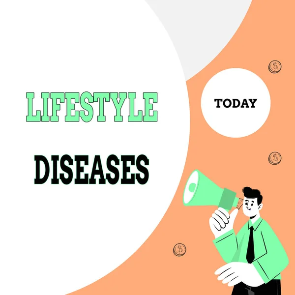 Conceptual caption Lifestyle Diseases. Business concept the disease associated with the way a person lives Abstract Displaying Different Typing Method, Keyboard Data Processing —  Fotos de Stock