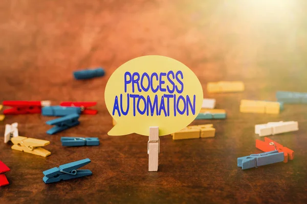 Sign displaying Process Automation. Word for the use of digital technology to perform a process Thinking New Bright Ideas Renewing Creativity And Inspiration — ストック写真