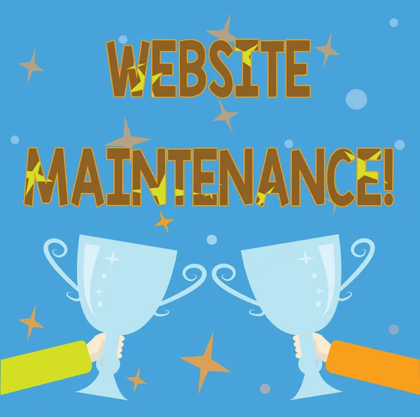 Hand writing sign Website Maintenance. Concept meaning act of regularly checking your website for issues Abstract Victory Reward Ceremony, Celebrating New Winner Concept — Stockfoto