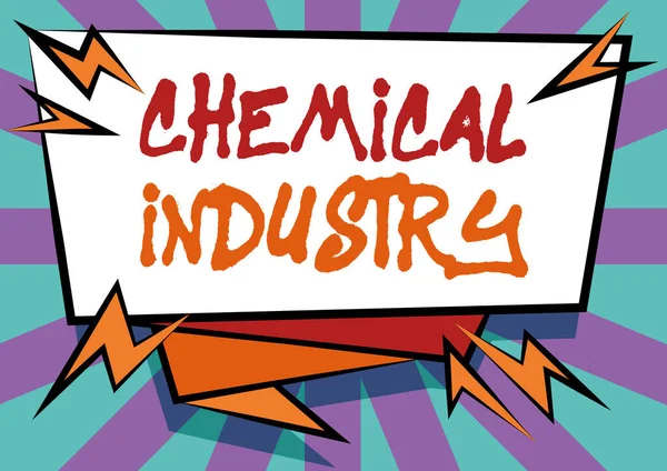 Hand writing sign Chemical Industry. Concept meaning comprises the companies that produce industrial chemicals Abstract Displaying Urgent Message, New Announcement Information — Φωτογραφία Αρχείου