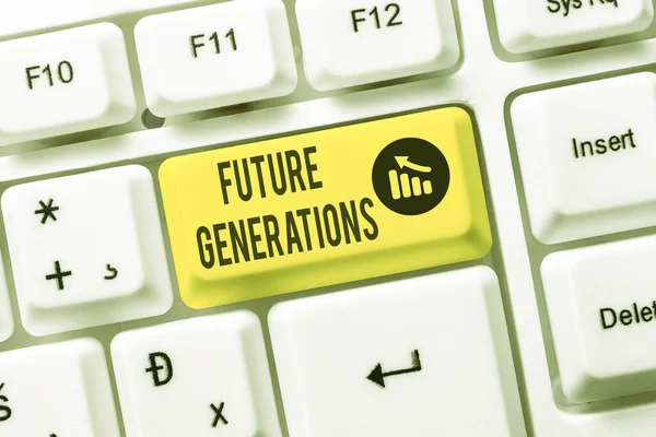 Hand writing sign Future Generations. Business idea generations to come after the currently living generation Typewriting End User License Agreement, Typing New Network Password