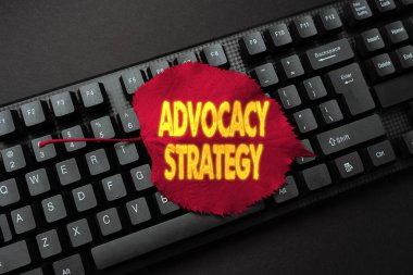Hand writing sign Advocacy Strategy. Word for activity by an individual that aims to influence decisions Abstract Online Typing Contest, Creating Funny Online Book Ideas