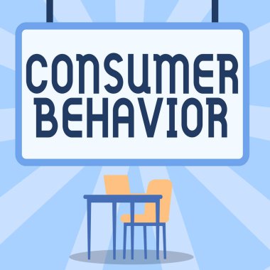 Conceptual caption Consumer Behavior. Business showcase study of how individual customers interacts with the brand Blank Whiteboard With Laptop Placed On Top Of Table With Chair.