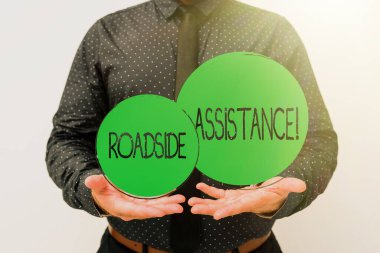 Conceptual display Roadside Assistance. Business approach helps drivers when their vehicle breaks down on the road Presenting New Plans And Ideas Demonstrating Planning Process