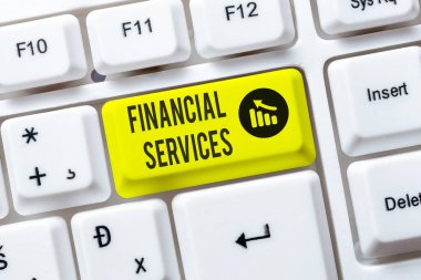 Writing displaying text Financial Services. Business concept economic services provided by the finance industry Typewriting End User License Agreement, Typing New Network Password