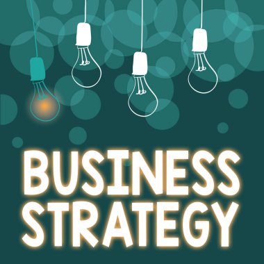 Handwriting text Business Strategy. Word Written on working plan of a business for achieving its vision Abstract Displaying Different Ideas, Lights Presenting Intellect Concept