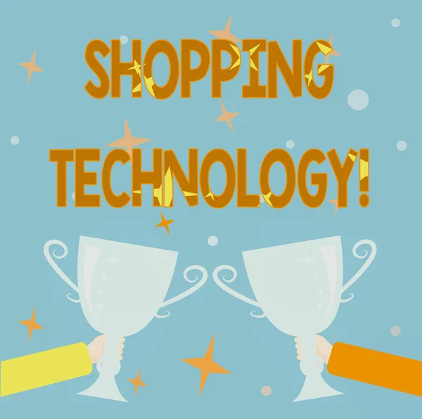 Inspiration showing sign Shopping Technology. Conceptual photo advancing innovations in trading and process automation Abstract Victory Reward Ceremony, Celebrating New Winner Concept — Foto de Stock
