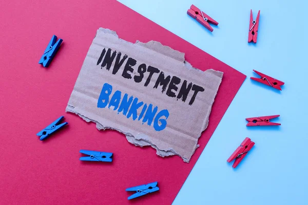 Text caption presenting Investment Banking. Business showcase creation of capital for other companies or individuals Simple Homemade Crafting Ideas And Designs Recycling Used Materials — Stockfoto