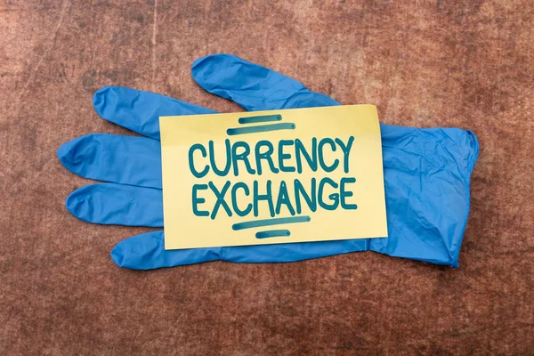 Hand writing sign Currency Exchange. Word for rate at which one currency will be exchanged for another Writing Prescription Medicine Laboratory Testing And Analyzing Infections — Foto Stock