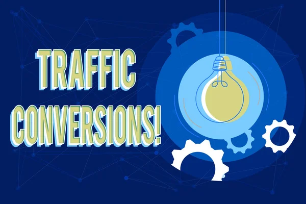 Sign displaying Traffic Conversions. Word Written on visitor who has been converted into a client or customer Critical And Logical Thinking Concept, Abstract Bright Ideas And Designs — Foto de Stock