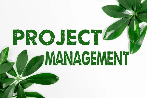 Text sign showing Project Management. Business concept method of organizing all activities related to a project Saving Environment Ideas And Plans, Creating Sustainable Products — Stock Photo, Image