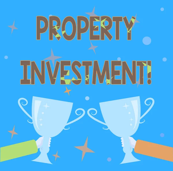 Text sign showing Property Investment. Concept meaning Asset purchased and held primarily for its future income Abstract Victory Reward Ceremony, Celebrating New Winner Concept — стоковое фото