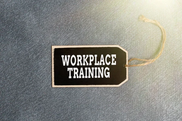 Sign displaying Workplace Training. Internet Concept the acquisition of knowledge or skills at workplace Collection of Blank Empty Sticker Tags Tied With A String For Information Label Sign