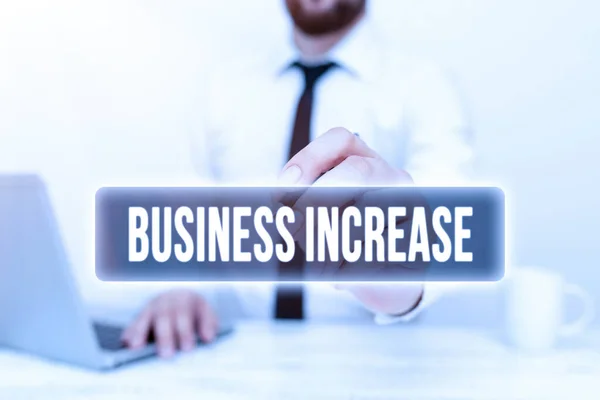 Inspiration visar tecken Business Increase. Affärsidé förbättra något mått på ett företag s är framgång Fjärrkontor Arbete på nätet Presentera affärsplan och design — Stockfoto