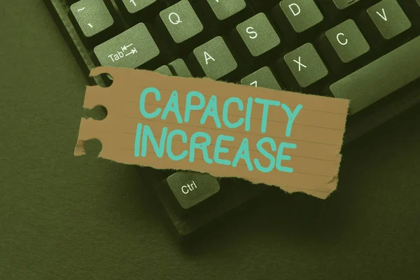 Handwriting text Capacity Increase. Word Written on meet an actual increase in demand, or an anticipated one Entering New Product Key Concept, Typing Movie Subtitle Software — Stock Photo, Image