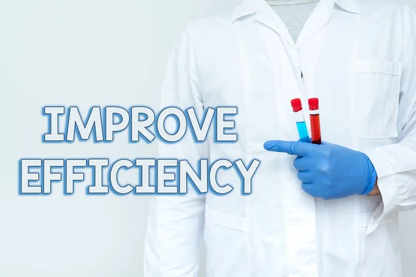 Sign displaying Improve Efficiency. Business showcase increase quality of being able to do a task successfully Chemist Presenting Infection Cure, Doctor Displaying Virus Vaccine — 스톡 사진