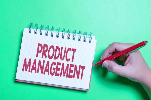 Text caption presenting Product Management. Conceptual photo organisational lifecycle function within a company Brainstorming Problems And Solutions Asking Relevant Questions — Stock Photo, Image