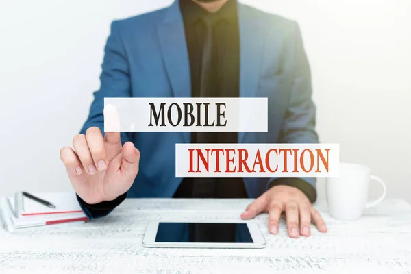 Conceptual caption Mobile Interaction. Conceptual photo the interaction between mobile users and computers Presenting Communication Technology Smartphone Voice And Video Calling — Stock Photo, Image