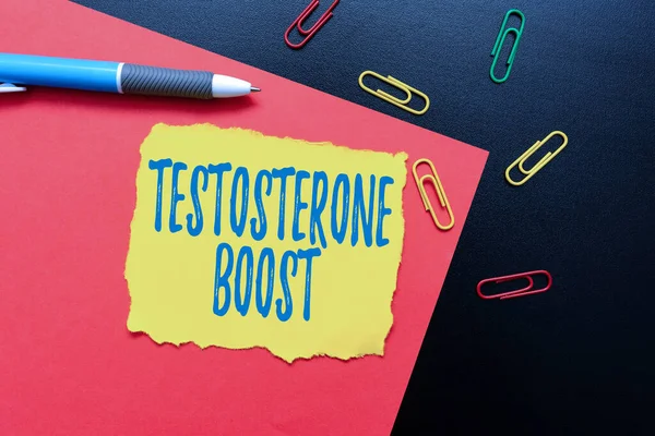 Handwriting text Testosterone Boost. Business concept rise of primary male sex hormone and an anabolic steroid Thinking New Bright Ideas Renewing Creativity And Inspiration