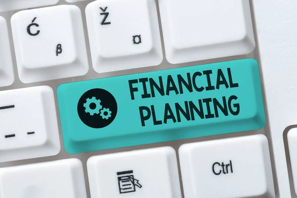 Text showing inspiration Financial Planning. Word Written on determining how a business will afford to achieve goal Abstract Sending Multiple Messages Online, Typing Group Lessons — Stock Photo, Image