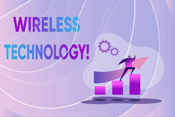Text showing inspiration Wireless Technology. Conceptual photo a technology that allows wireless communication Colorful Image Displaying Progress, Abstract Leading And Moving Forward — Stock Photo, Image