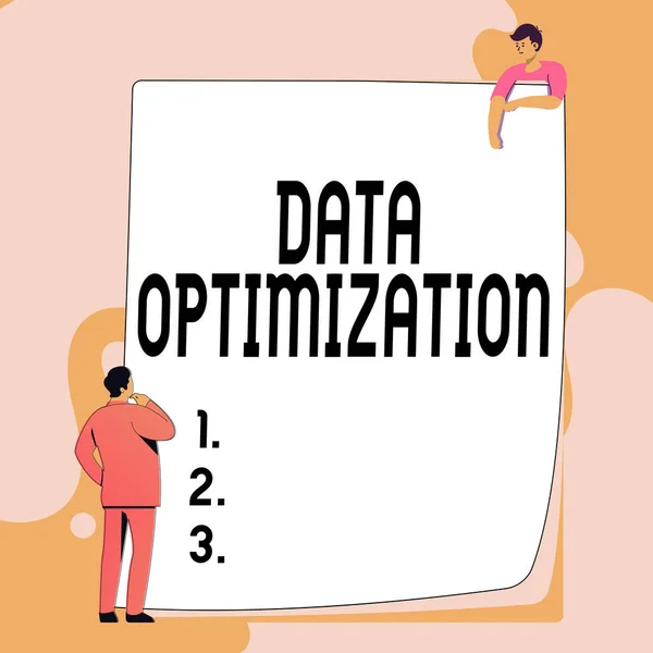 Conceptual display Data Optimization. Business idea process that prepares the logical schema from data view Typing And Filing Office Documents, Creating Work Related Files — 图库照片