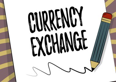 Hand writing sign Currency Exchange. Conceptual photo rate at which one currency will be exchanged for another Pencil Drawing On Top Of Sheet Of Paper Scribble Drawing Line.