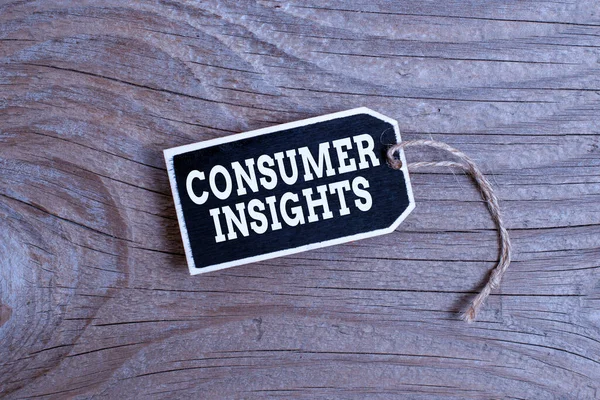 Text showing inspiration Consumer Insights. Business overview understanding customers based on their buying behavior Collection of Blank Empty Sticker Tags Tied With A String For Information Label — 스톡 사진