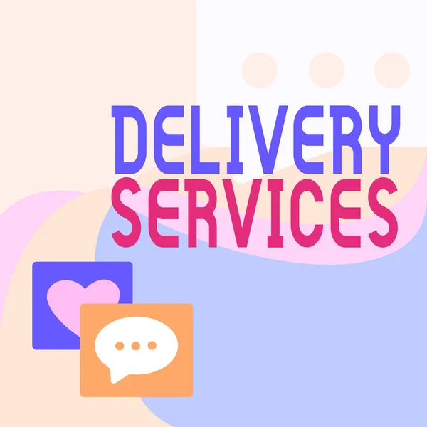 Writing displaying text Delivery Services. Business overview the transport of items between two or more parties Message S Drawing With Speech Bubbles With Heart Symbols. — Stockfoto